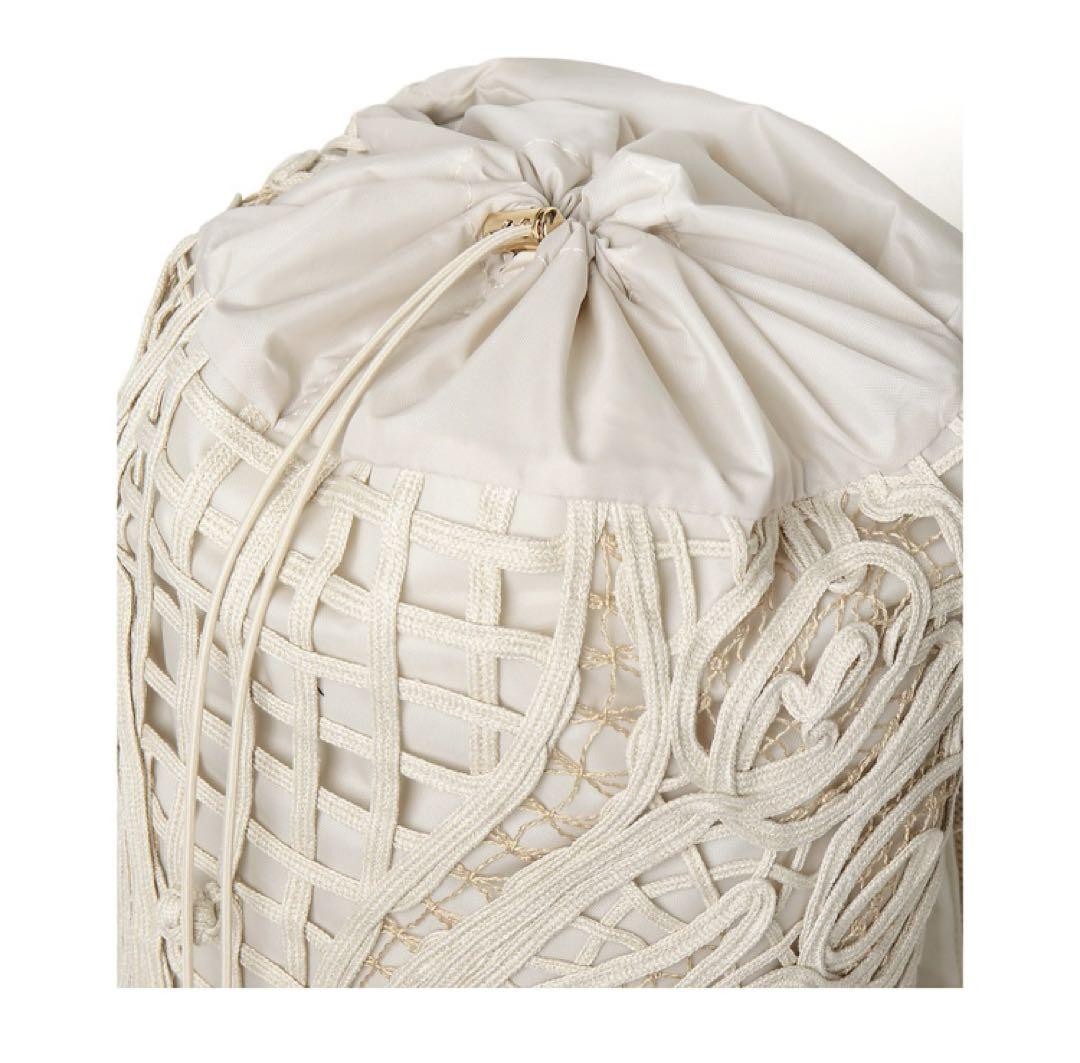 Mame Kurogouchi Beige Cording Embroidery Linen Backpack | eBay