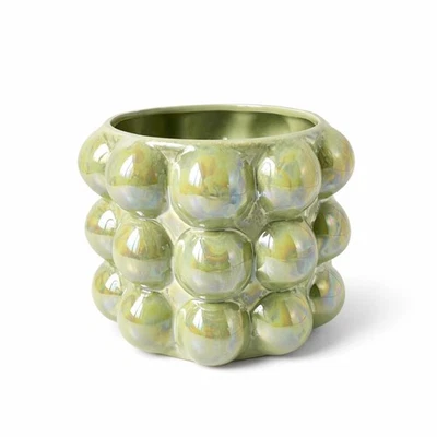 Blumentopf Pflanztopf Pflanzschale Übertopf Bubble grün Perlmuttglanz 16cm Ø - Bild 1 von 2