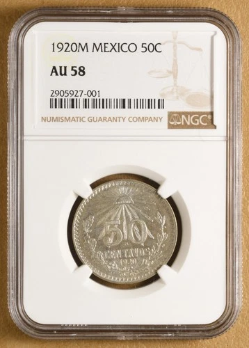 1920 Mexico 50 Centavos NGC AU58