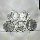 Mercury Dimes 1941-1945 Lot of 5 Circulated Silver 10C Coins