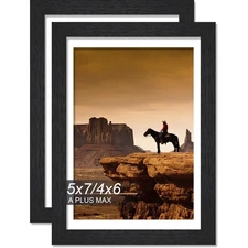 2 Pack Black Engineered Wood Picture Frame 5x7 Inch for Photo Poster Display