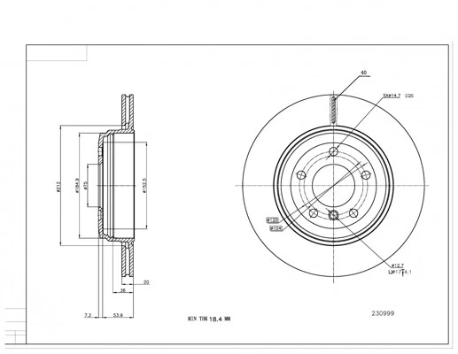 2x BRAKE DISC 230 999 FOR BMW 5/E60/E61 N43B20A N46B20B N47D20A/C M47D20 2.0L - Image 2 of 4