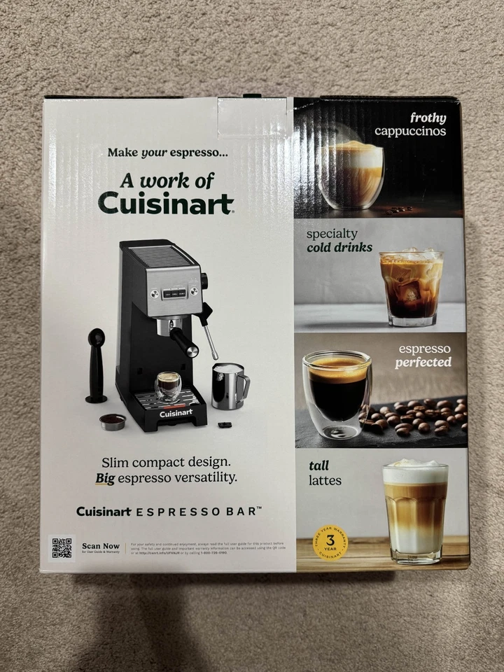 Máquina de café espresso delgada Cuisinart Espresso Bar Collection EM160 nueva caja sin abrir Foto 3 de 3