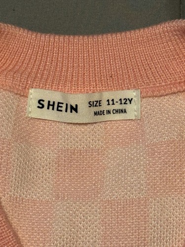 SHEIN Girls Pink Checkered Knit Vest Size 11-12y - Picture 2 of 3