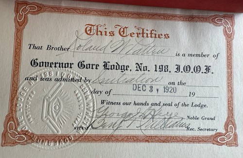 1920 Odd Fellows Governatore Gore Loggia Statuto Waltham Mass Member Certificate Book - Foto 2 di 9