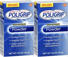 Super PoliGrip Powder 12 Hour Hold, 1.6 Ounce/45g Each, 2 Pack