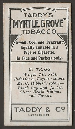 TADDY - BERÜHMTE JOCKEYS 1910 (MIT RAHMEN) PFERDERENNEN - #22 - C. TRIGG - Bild 2 von 2