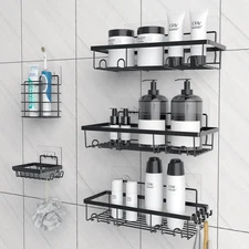 5 Pack Shower Caddy Adhesive Organizer for Bathroom & Kitchen Large Capacity