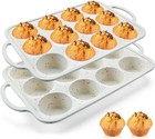 2Pack Silicone Muffin Pan for Baking with Standard: 12 Cups×2pack, Cream 