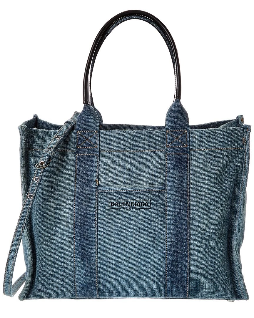 Balenciaga Hardware Denim Tote Women's Blue