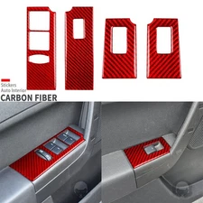 4Pcs Red Carbon Fiber Window Lift Switch Panel Cover Trim For Ford Focus 2008-11