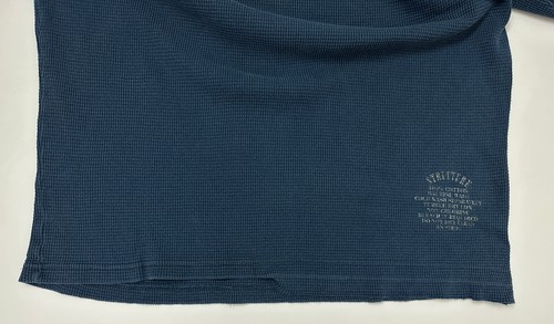 Vintage 90s Waffle Knit Shirt Men L Boxy Fit Stretchy Minimal Navy Structure USA - Picture 11 of 16