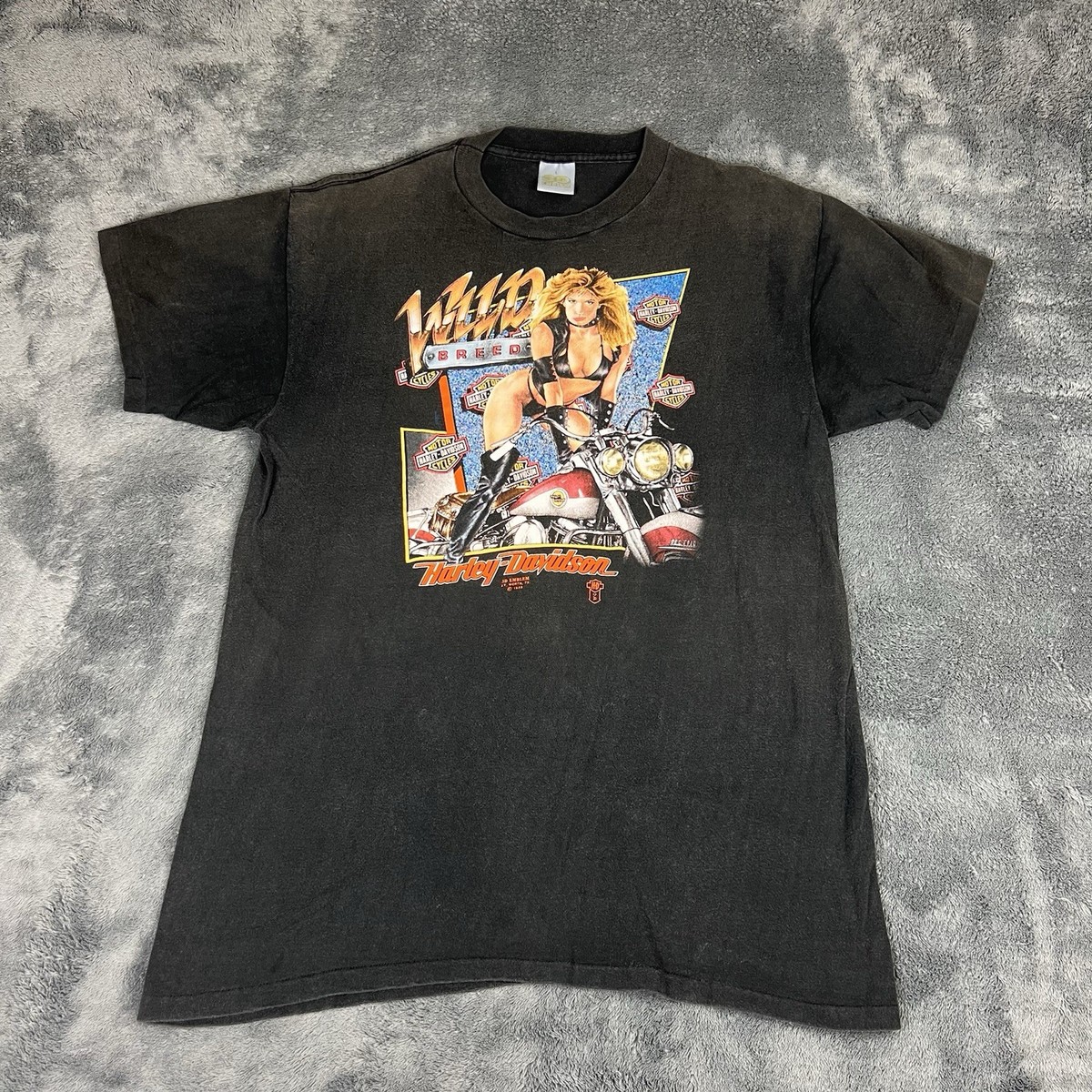 VTG 80s Harley Davidson 3D Emblem T Shirt 1988 WILD BREED