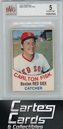 Carlton Fisk 1977 Hostess #104 Boston Red Sox Hall of Fame BVG 5 - Picture 1 of 2
