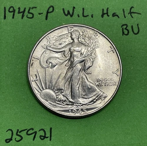 1945-P Walking Liberty Silver Half Dollar 50c Gem BU Uncirculated US Coin