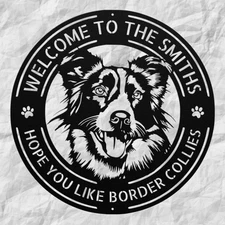 Personalized Border Collie Dog Metal Sign Custom Pet Wall Art Gift for Dog Lover