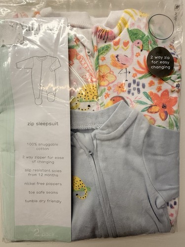 Muskat Baby bis zu 1 Monat 10 Pfund 5 Unzen Reißverschluss Schlafanzug Schlafanzug 2er Pack - Bild 2 von 5