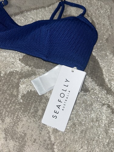 NEW ex Seafolly Bikini Top Size 12 Colbalt Blue Balcony RRP £65 - Picture 4 of 12