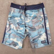 Salt Life Mens SLX QD Vapor Stretch Board Shorts Swim Trunks Blue Fish 32