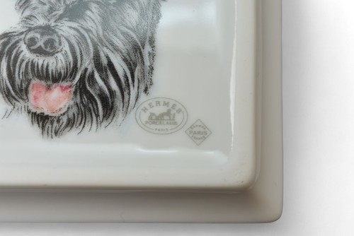 Hermes Authentic Mini Teller/Tablett Keramik Wildschwein und Scottish Terrier grün - Bild 8 von 11