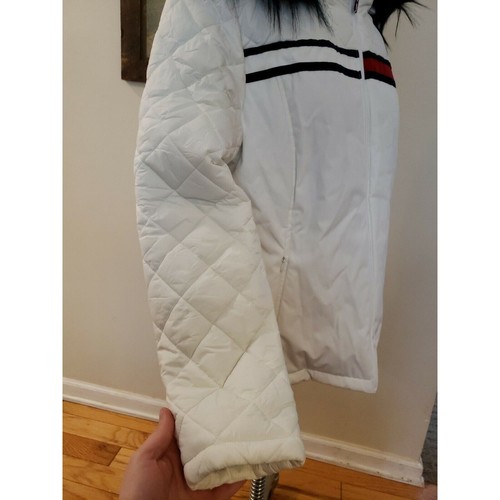 Neu Tommy Hilfiger Damen Kunstfell Mantel Puffer Jacke Weiß XL - Bild 3 von 12