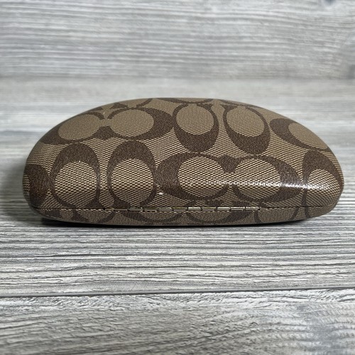 Coach Eyeglass Case Classic Logo Monogram Hard Clamshell, Brown, - Picture 2 of 7