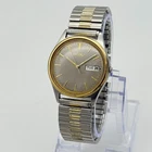 Men's Vintage SEIKO Watch 35mm Two-Tone Day/Date, Gray Dial, Runs, 7N43-8A39