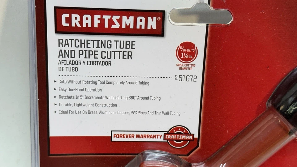 CRAFTSMAN 51672 Ratcheting Tube and Pipe Cutter 5/16" to 1-1/8" - Image 2 of 4