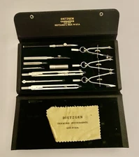 Antique Dietzgen Commander Drafting Tools Kit USA In Case