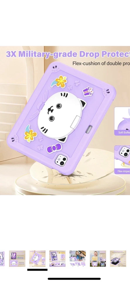 TOMORRY Case for iPad Pro 11 Inch W/tempered glass screen Protection. Purple Cat - Image 3 of 4