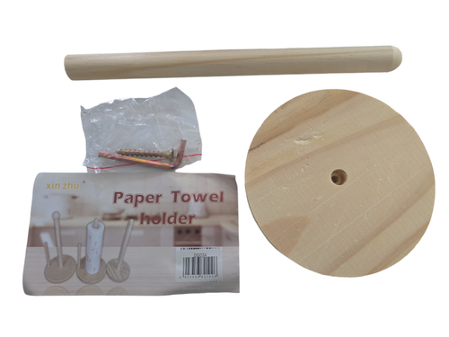 Wooden Kitchen Paper Towel Tissue Roll Loo Holder Pole Rack Stand Mini 27cm - Picture 2 of 6