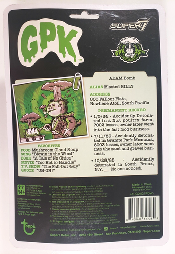 Figura de acción clásica Super7 ReAction Garbage Pail Kids GPK Adam Bomb 3,75" NUEVA - Imagen 3 de 3