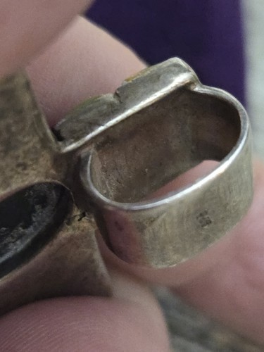 2" Chunky Vintage Multi Stone Cross Sterling Silver Pendant - Very Nice! - Picture 4 of 10