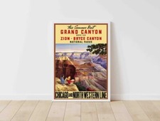 Grand Canyon Zion Bryce National Parks United States Vintage Travel Poster