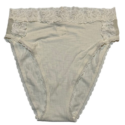 NWT AERIE High Cut Bikini Pantie Underwear Sz S-M-L Cream Lace - Picture 1 of 9