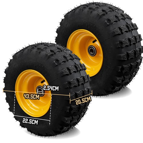 2Pc 18 x 9.5" 8" Pneumatic Rear Wheel Tyre Rim Quad Buggy Ride Mower 25.4mm - Picture 9 of 9