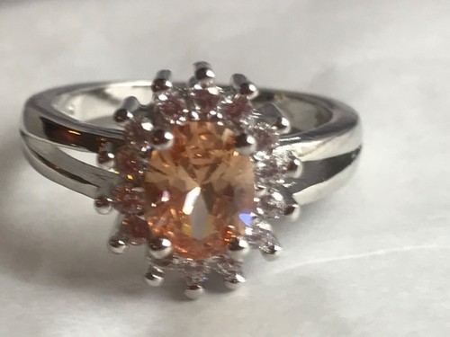 New 925 silver plated yellow solitaire with accents ring! Size 7! - Picture 2 of 6