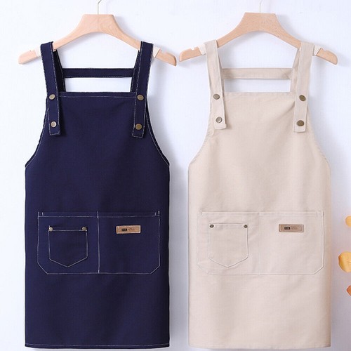 Cooking Kitchen Restaurant Bib Apron Unisex Dress with 2 Pocket Kitchen Apron - Picture 8 of 17