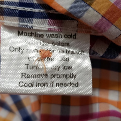 Mens Linea Uomo Shirt XXL Plaid Orange Blue Pink White Short Sleeve Button Front - Picture 5 of 6