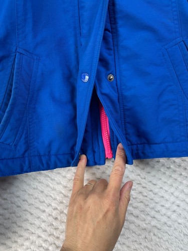 Hollister California Women Jacket Size M Bright Blue Hooded Zip/Snap All Weather - Picture 6 of 22