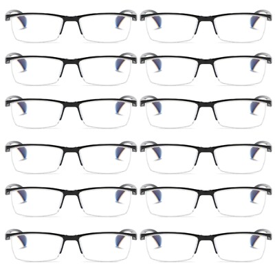 1-12er Pack Herren Lesebrille Halbrahmen Blaulichtfilter Brille Top +1,0~+4,0