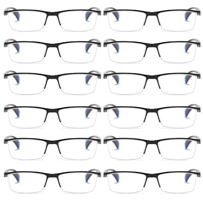 #ad 12 PK Mens Half Frame Spring Hinge Reading Glasses Blue Light Blocking Readers $29.57
