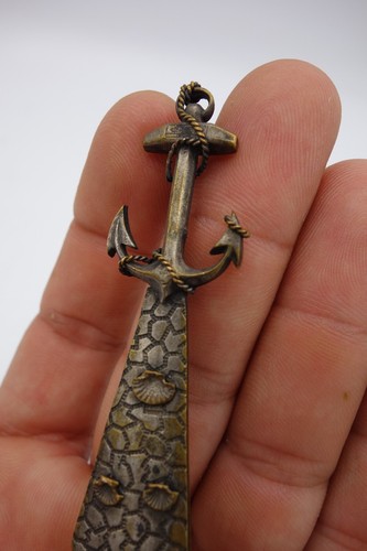 ouvre lettre , marque page bronze décor encre Marine. Coupe Papier Vintage - Imagen 7 de 9