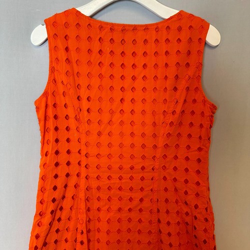 Nine West Shift Dress Womens 10 Orange Sleeveless Eyelet Pattern - Picture 9 of 12