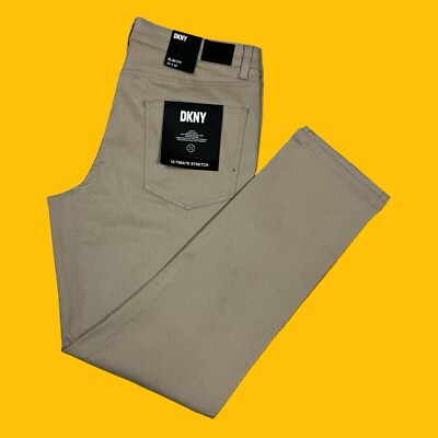 DKNY Mens Size 34x30 Stanton Slim Fit Ultimate Stretch Beige 5