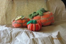 SALE - Set of 3 hand crochet pumpkins fall home decor Thanksgiving centerpiece