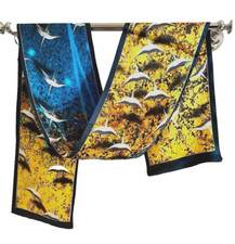 6"X59"Swallons Print Pure Mulberry Satin Silk two Layers Long Scarf 17x150cm4-3