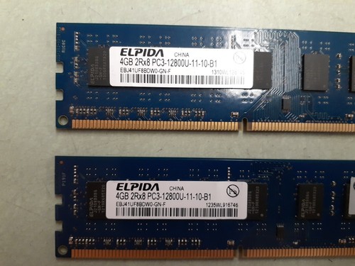 Elpida 8GB (2x4GB) 2Rx8 PC3-12800 DDR3 1600MHz Desktop Ram EBJ41UF8BDW0-GN-F - Picture 2 of 3