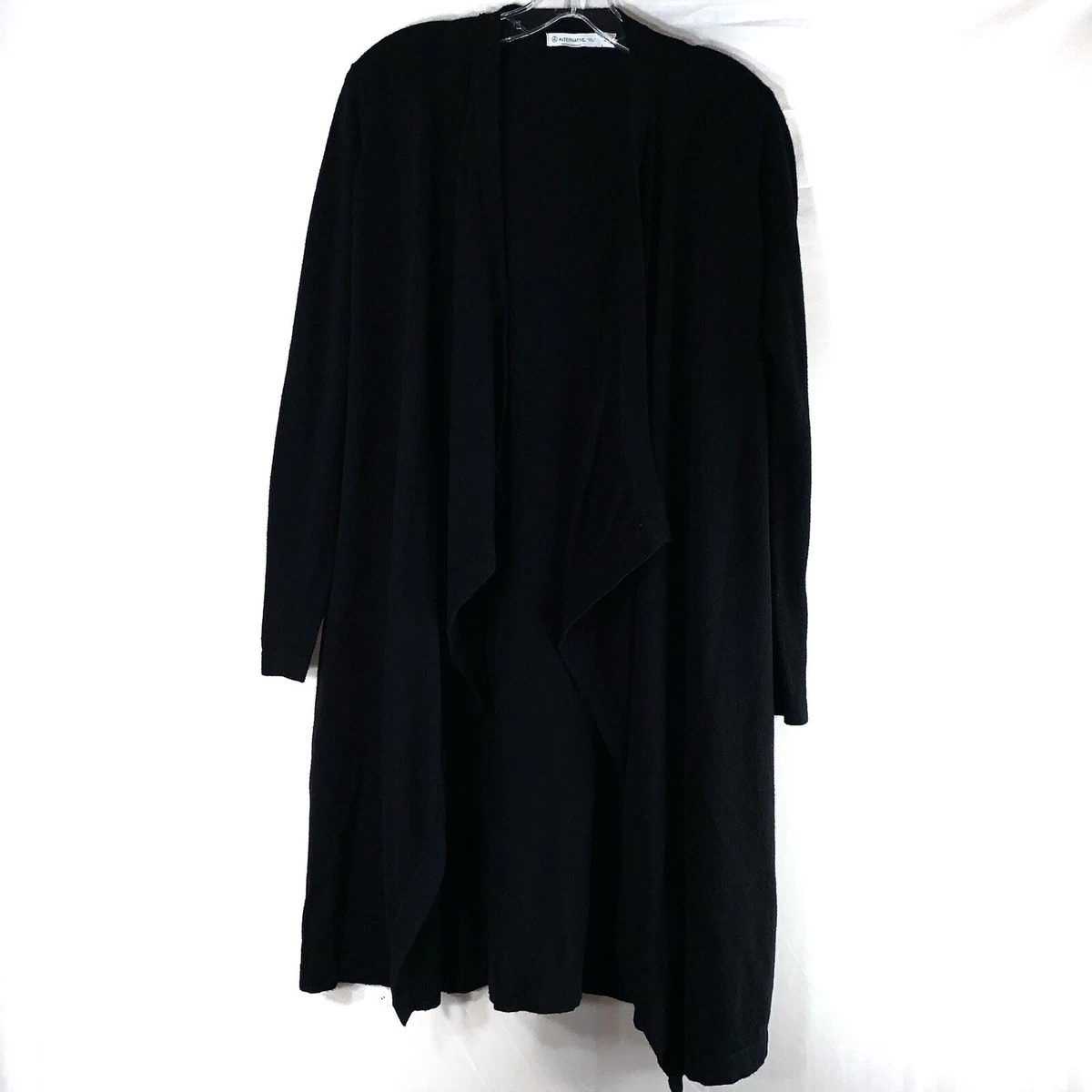 Long black top cotton cardigan
