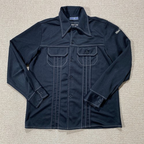 VINTAGE Freeman T Porter Western Hemd Herren Medium schwarz 70er Dolchkragen USA